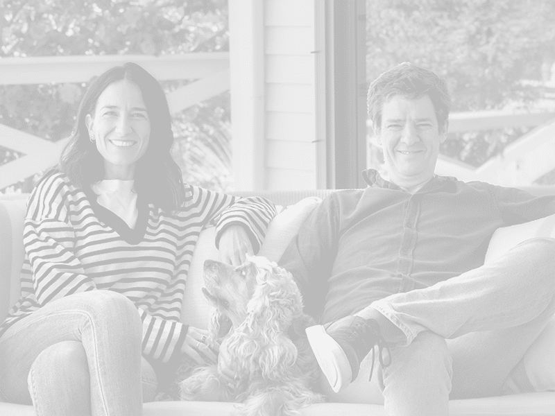 Family relaxing on porch