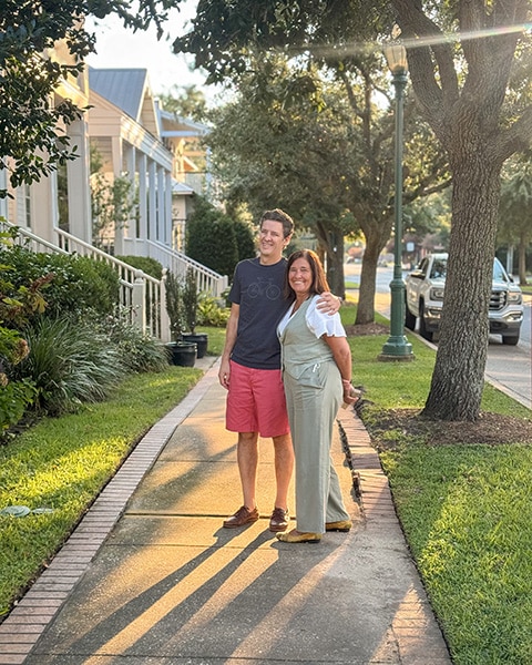 Fernando and his mother taking a walk
