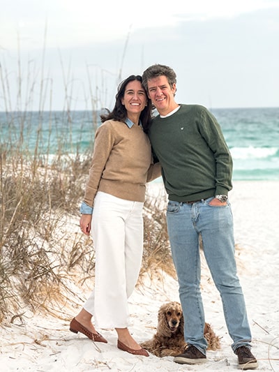 Maria and Fernando with Molly at the beach