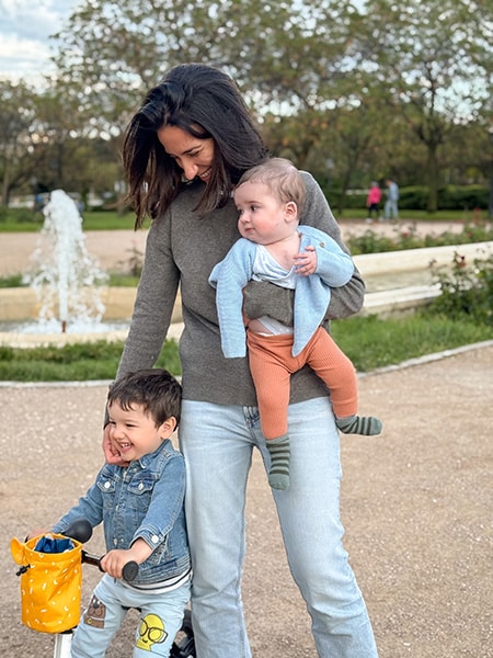 Maria with her niece and nephew