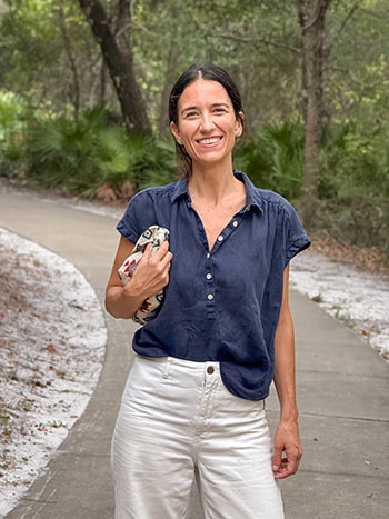 Meet Maria, hopeful adoptive mom, smiling on one of her walks